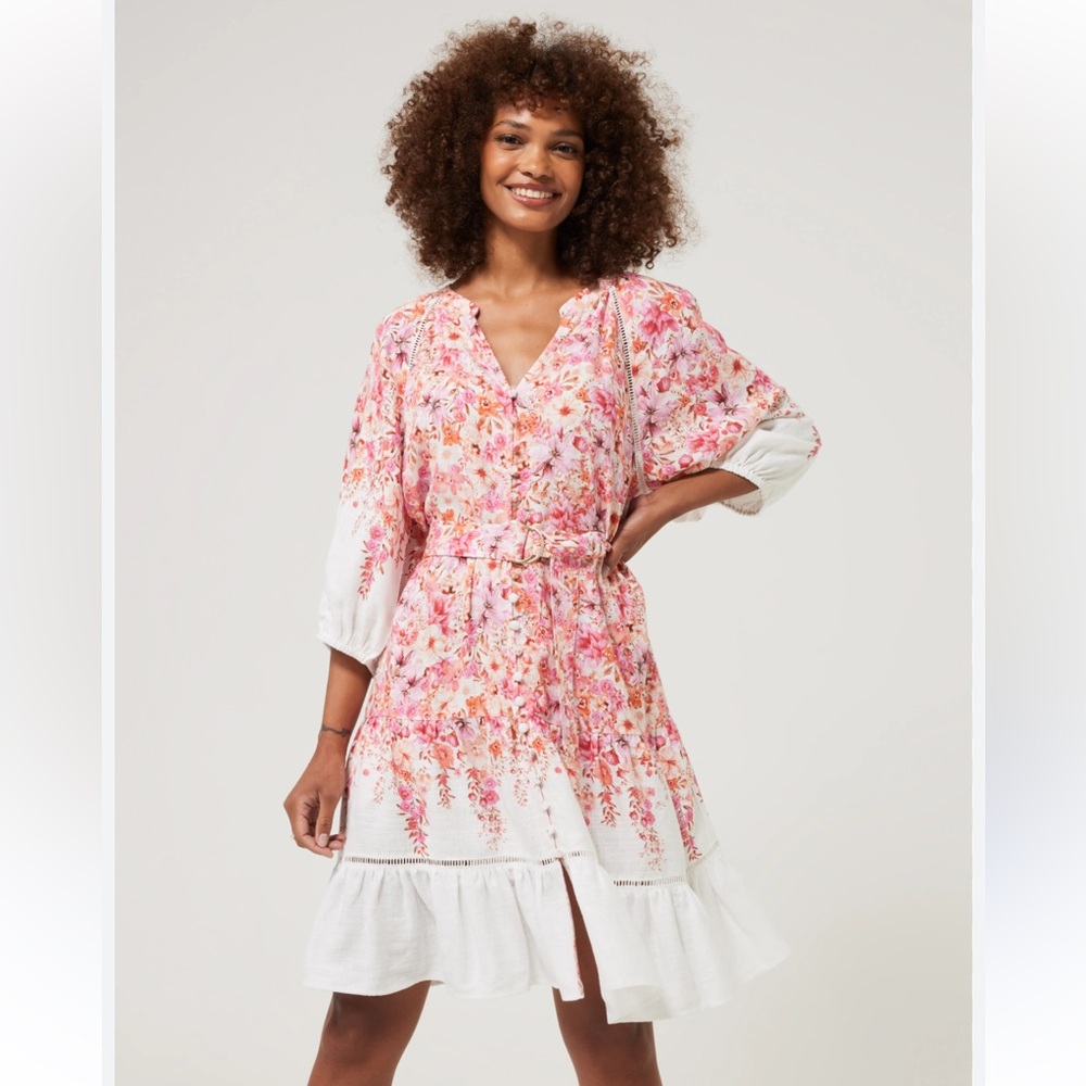 Gorgeous Floral Pink and White Dress